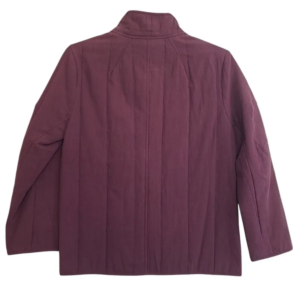 Polagram Woman's Button Front Burgundy Cotton Lined Jacket, Size Medium